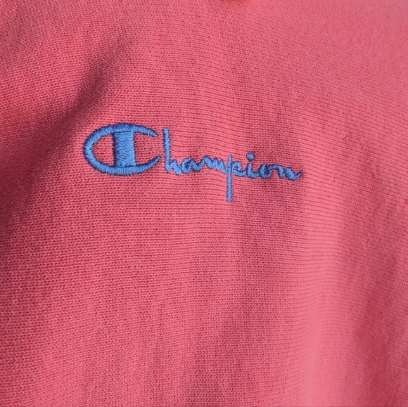 Women's Champion Reverse Weave Hoodie in Coral and Periwinkle - Picture 5 of 8